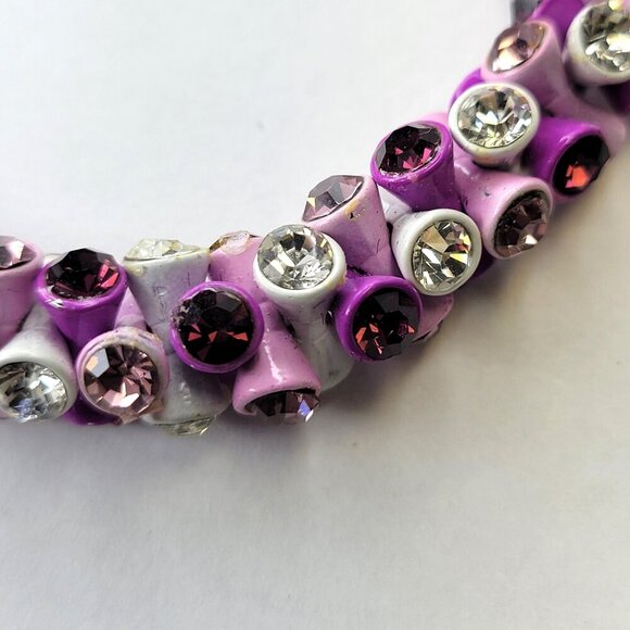 Purple and White Rhinestone Stretch Bracelet - Picture 6 of 10